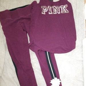Vs pink embroidered set